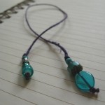 Purple & Teal Beaded Thong Bookmark by Denise Chaney