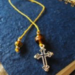 Yellow w/ Cross Beaded Thong Bookmark by Denise Chaney