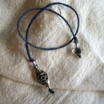 Blue w/ Oval Beaded Thong Bookmark by Denise Chaney