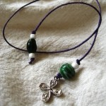 Green & Purple w/ Cross Beaded Thong Bookmark by Denise Chaney