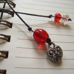 Red & Purple w/ Heart Beaded Thong Bookmark By Denise Chaney